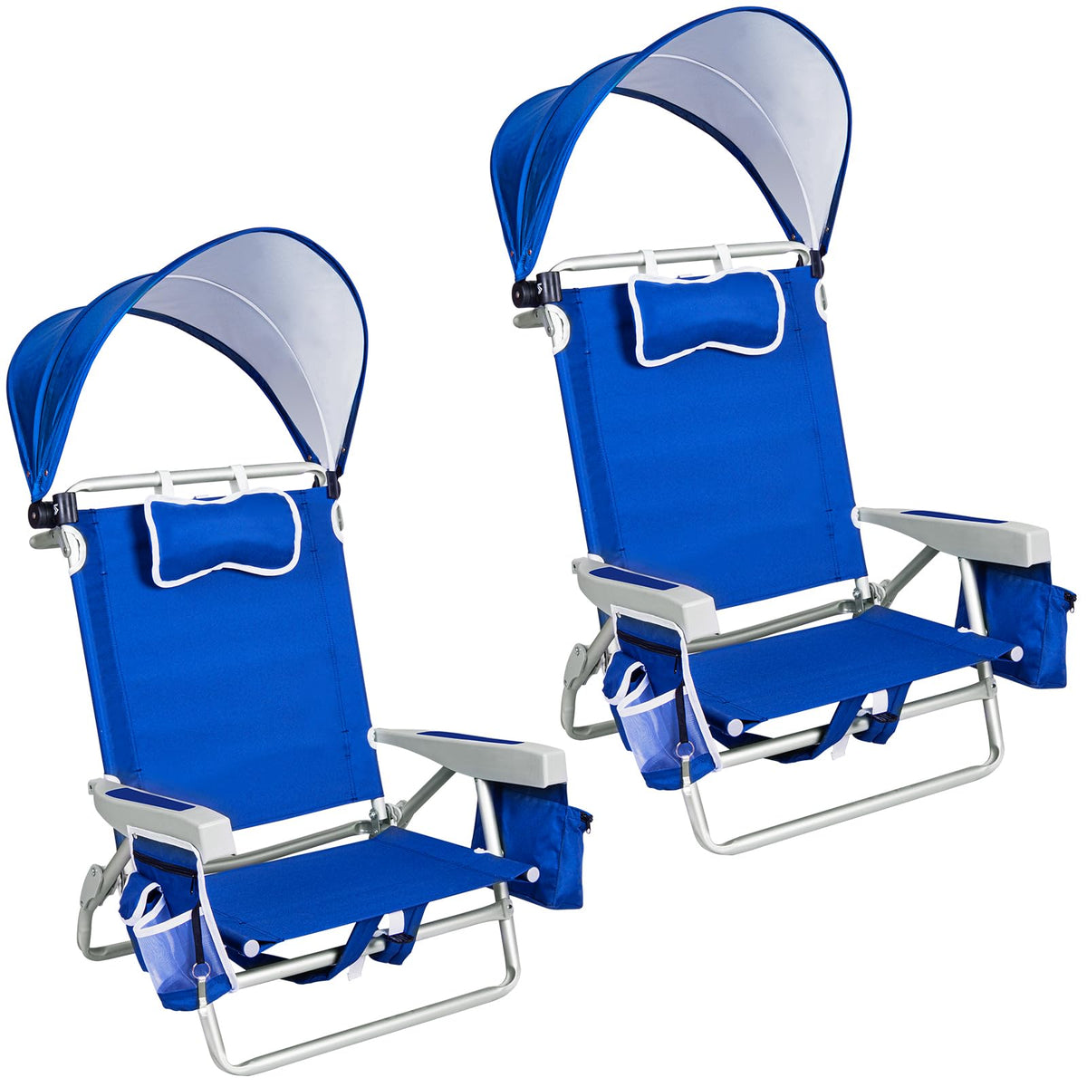 Romswi Beach Chair with Canopy 2 Pack