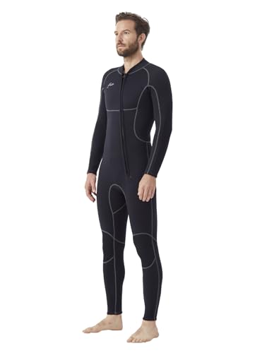 Hevto Men Wetsuit 3/2mm Neoprene Front Zipper for Surfing Diving
