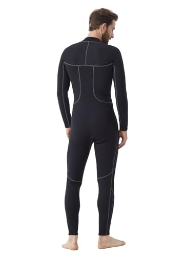 Hevto Men Wetsuit 3/2mm Neoprene Front Zipper for Surfing Diving