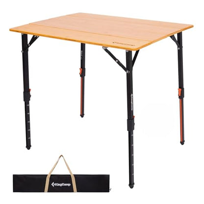KingCamp Folding Table Portable Camping Table with Adjustable Height Aluminum Legs Lightweight Camp Tables with Carry Bag for Outdoor, Picnic, Party, Beach, Indoor