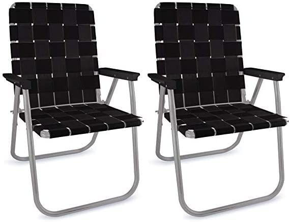 Lawn Chair USA - Outdoor Chairs for Camping. Made with Lightweight Aluminum Frames and UV-Resistant Webbing. Folds for Easy Storage 2- Pack