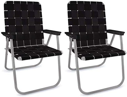 Lawn Chair USA - Outdoor Chairs for Camping. Made with Lightweight Aluminum Frames and UV-Resistant Webbing. Folds for Easy Storage 2- Pack