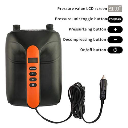 Electric SUP Pump with Dual-Stage 20 PSI Inflation