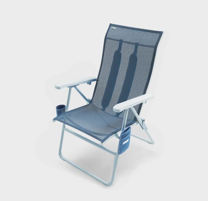 Shibumi Tall Beach Chair for Adults & Seniors, 17 Inch High Seat, 400 lb Heavy Duty High Back Reclining Beach Chair, Lightweight Folding, Padded Backpack Straps, Cup Holder, Plus Size Aluminum Frame