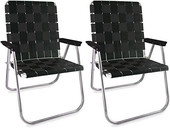Lawn Chair USA - Outdoor Chairs for Camping. Made with Lightweight Aluminum Frames and UV-Resistant Webbing. Folds for Easy Storage 2- Pack
