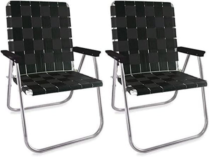 Lawn Chair USA - Outdoor Chairs for Camping. Made with Lightweight Aluminum Frames and UV-Resistant Webbing. Folds for Easy Storage 2- Pack