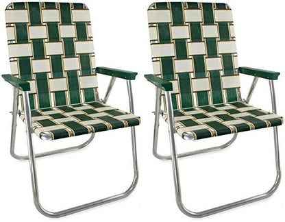 Lawn Chair USA - Outdoor Chairs for Camping. Made with Lightweight Aluminum Frames and UV-Resistant Webbing. Folds for Easy Storage 2- Pack