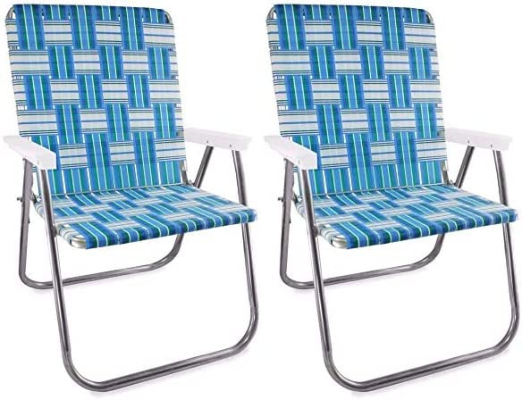 Lawn Chair USA - Outdoor Chairs for Camping. Made with Lightweight Aluminum Frames and UV-Resistant Webbing. Folds for Easy Storage 2- Pack