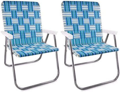 Lawn Chair USA - Outdoor Chairs for Camping. Made with Lightweight Aluminum Frames and UV-Resistant Webbing. Folds for Easy Storage 2- Pack