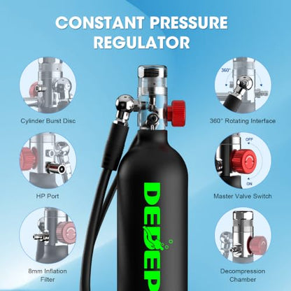 1L Mini Scuba Tank with Portable Air Cylinder