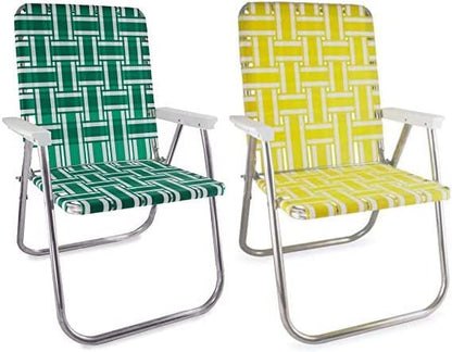 Lawn Chair USA - Outdoor Chairs for Camping. Made with Lightweight Aluminum Frames and UV-Resistant Webbing. Folds for Easy Storage 2- Pack