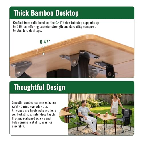 KingCamp Folding Table Portable Camping Table with Adjustable Height Aluminum Legs Lightweight Camp Tables with Carry Bag for Outdoor, Picnic, Party, Beach, Indoor