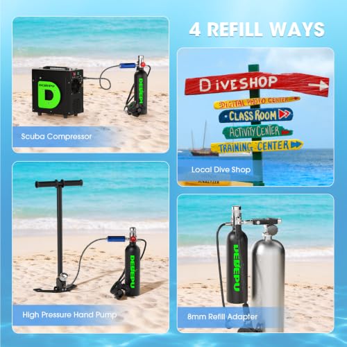 1L Mini Scuba Tank with Portable Air Cylinder