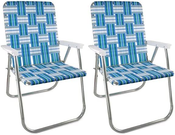 Lawn Chair USA - Outdoor Chairs for Camping. Made with Lightweight Aluminum Frames and UV-Resistant Webbing. Folds for Easy Storage 2- Pack