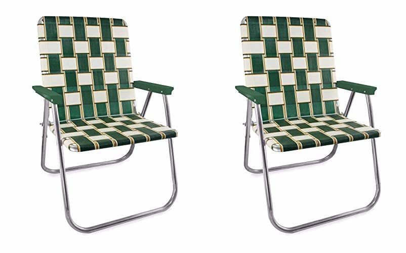 Lawn Chair USA - Outdoor Chairs for Camping. Made with Lightweight Aluminum Frames and UV-Resistant Webbing. Folds for Easy Storage 2- Pack