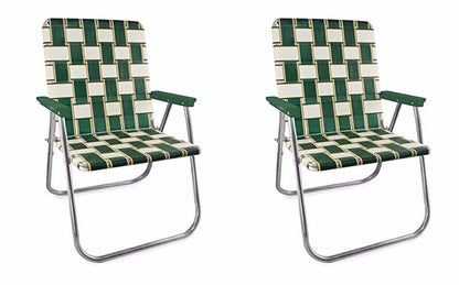 Lawn Chair USA - Outdoor Chairs for Camping. Made with Lightweight Aluminum Frames and UV-Resistant Webbing. Folds for Easy Storage 2- Pack