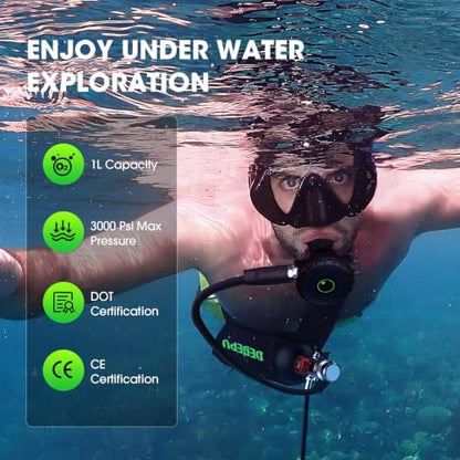 1L Mini Scuba Tank with Portable Air Cylinder