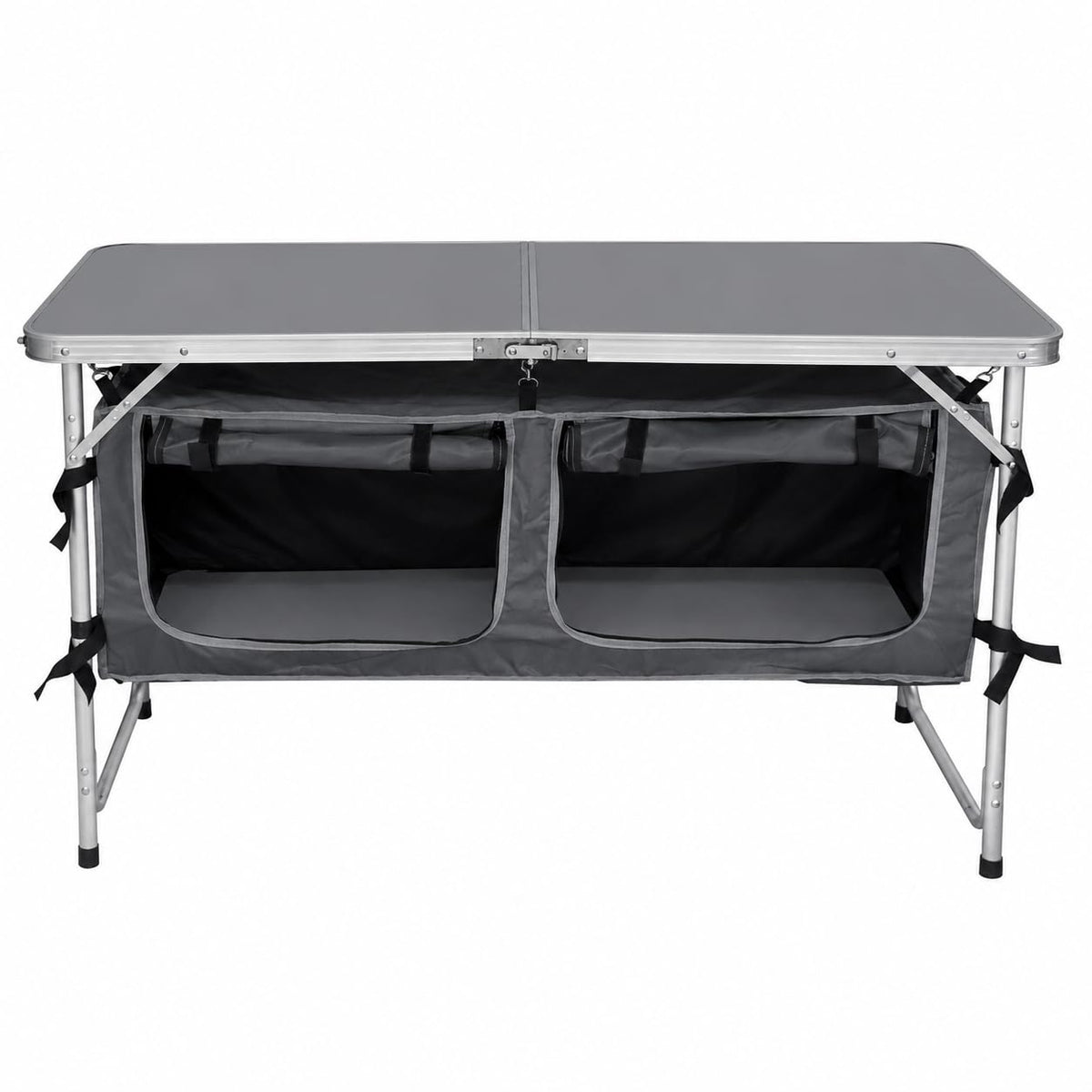 CampLand Outdoor Folding Table Aluminum Lightweight Height Adjustable with Storage Organizer for BBQ, Party, Camping