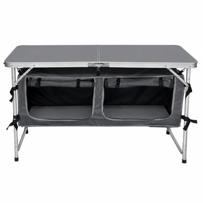 CampLand Outdoor Folding Table Aluminum Lightweight Height Adjustable with Storage Organizer for BBQ, Party, Camping