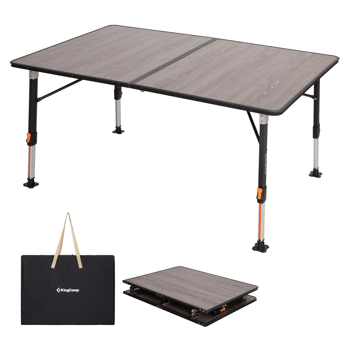 KingCamp Folding Table Portable Camping Table with Adjustable Height Aluminum Legs Lightweight Camp Tables with Carry Bag for Outdoor, Picnic, Party, Beach, Indoor