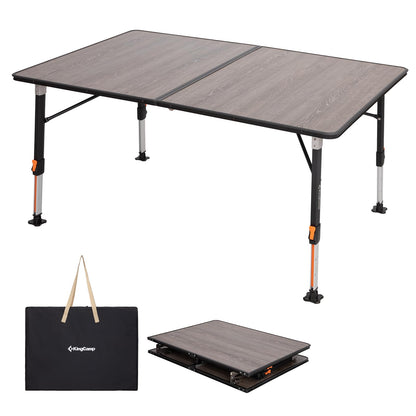 KingCamp Folding Table Portable Camping Table with Adjustable Height Aluminum Legs Lightweight Camp Tables with Carry Bag for Outdoor, Picnic, Party, Beach, Indoor