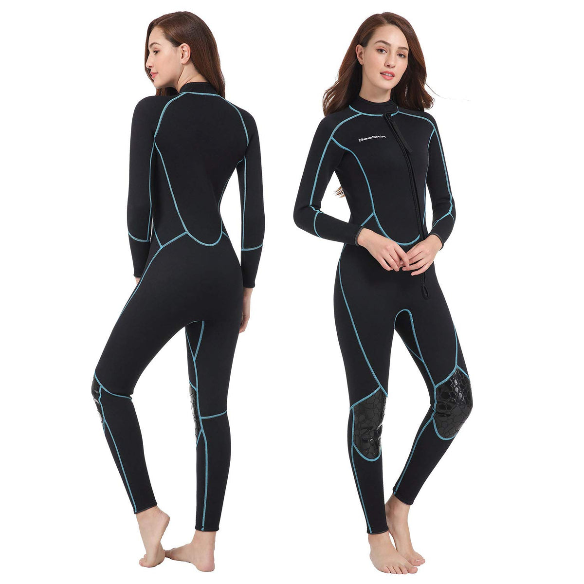 Seaskin Mens 3mm Shorty Wetsuit Womens, Full Body Diving Suit Front Zip