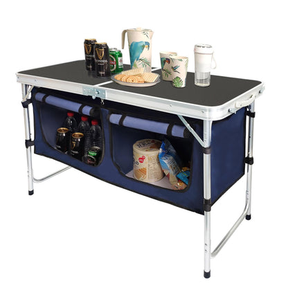 CampLand Outdoor Folding Table Aluminum Lightweight Height Adjustable with Storage Organizer for BBQ, Party, Camping