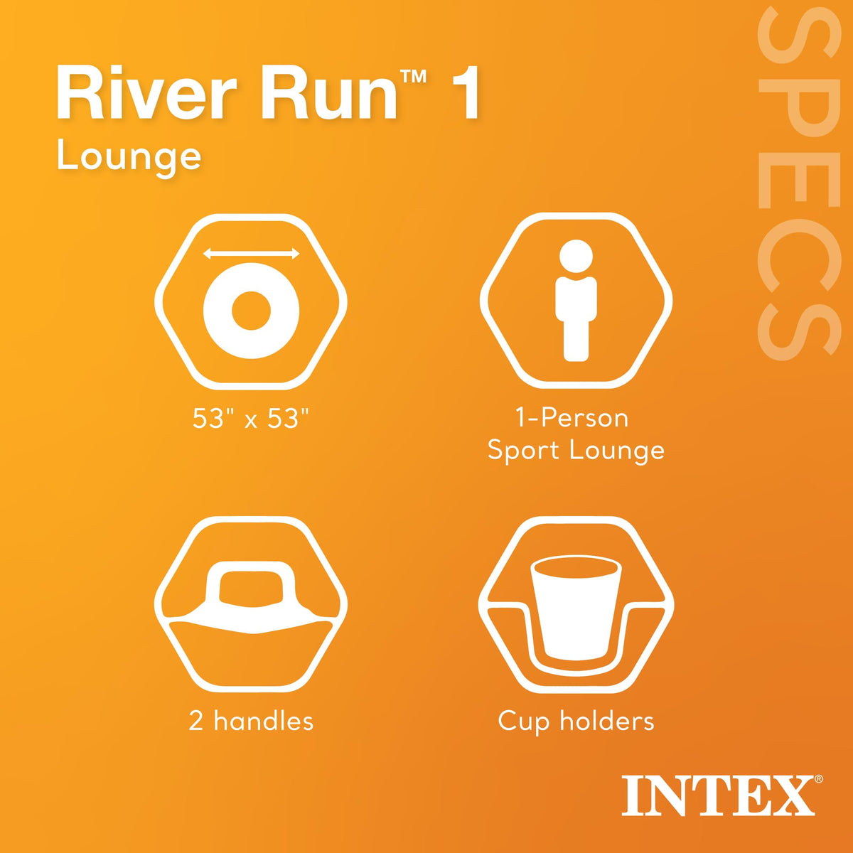 INTEX River Run 1 Inflatable Floating Lake Lounge for Adults, 2-Pack