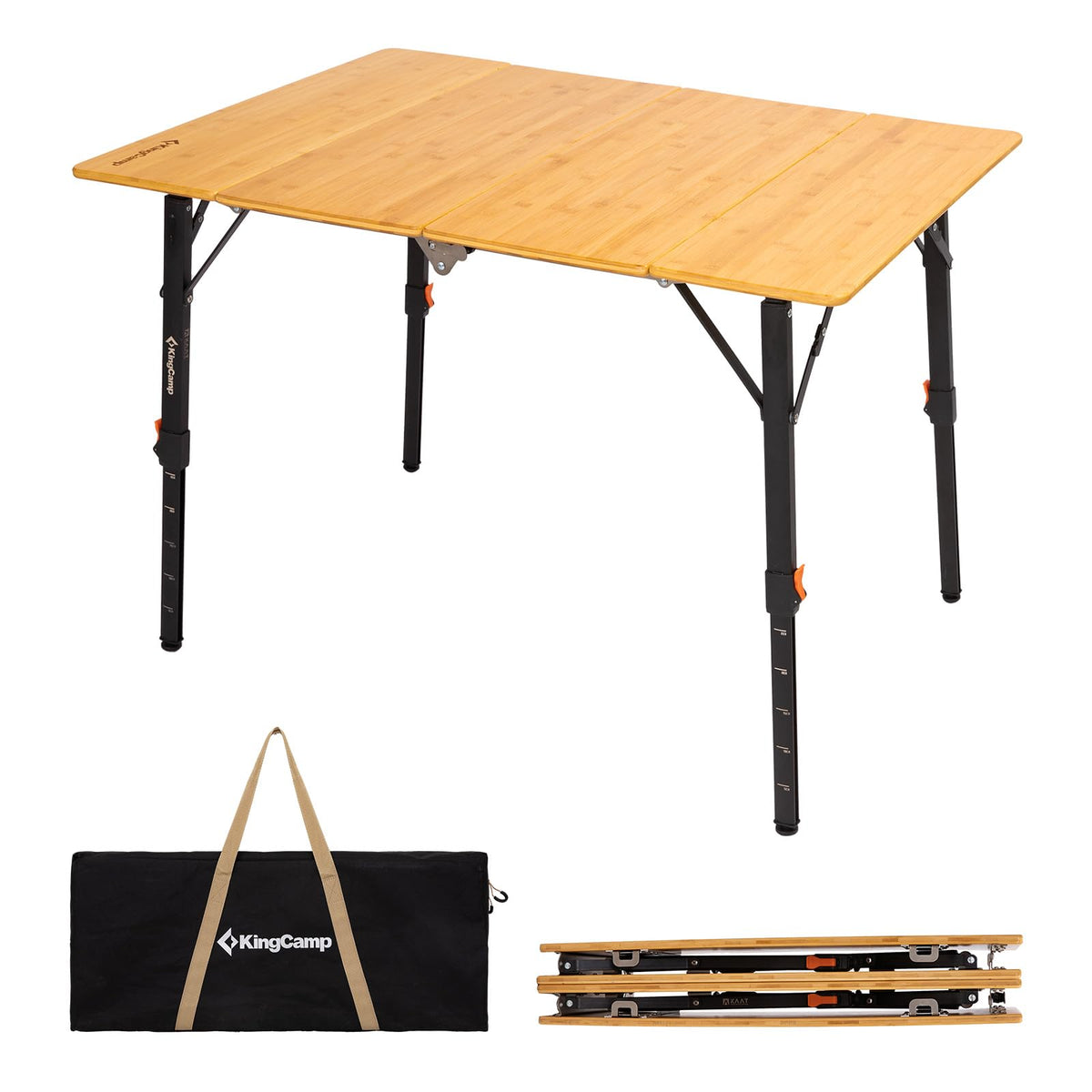 KingCamp Folding Table Portable Camping Table with Adjustable Height Aluminum Legs Lightweight Camp Tables with Carry Bag for Outdoor, Picnic, Party, Beach, Indoor
