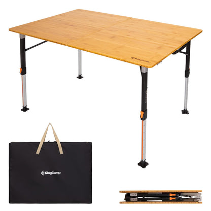 KingCamp Folding Table Portable Camping Table with Adjustable Height Aluminum Legs Lightweight Camp Tables with Carry Bag for Outdoor, Picnic, Party, Beach, Indoor