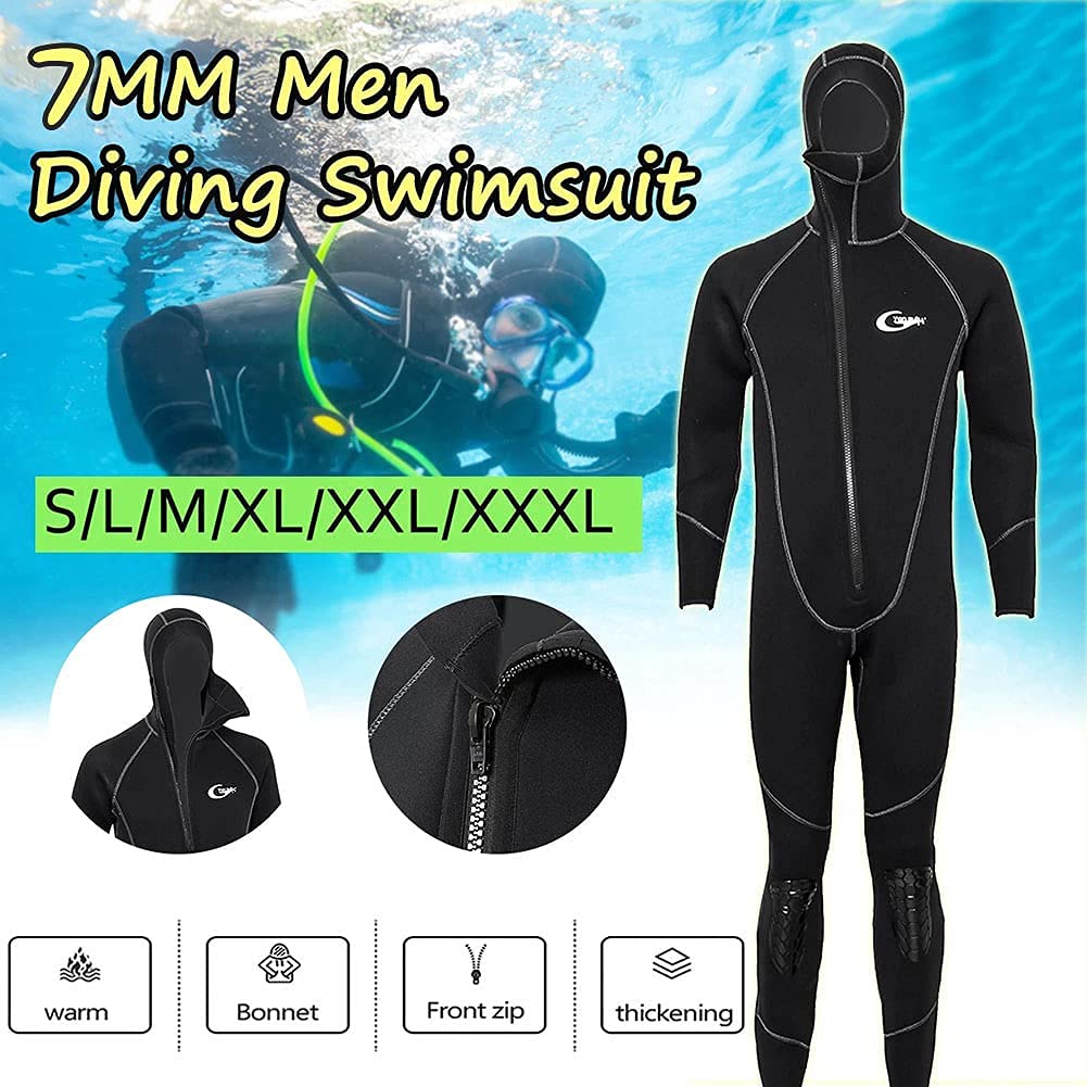 Wetsuits Men's Ultra Stretch 7Mm Neoprene Wetsuit, Winter Warm Front Zip Full Body Diving Suit for Snorkeling Scuba Diving Swimming Surfing