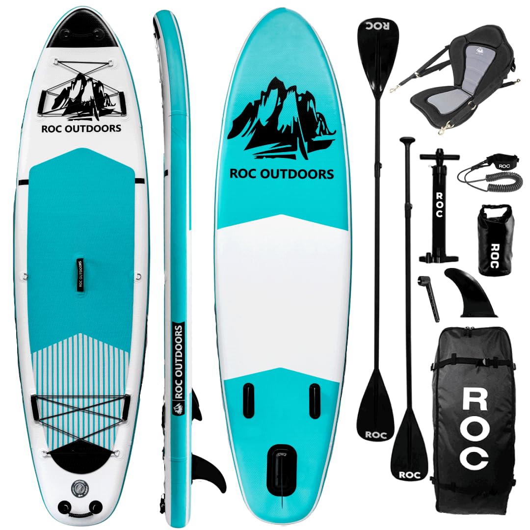 Roc Inflatable Stand Up Paddle Board 10' 6" with Premium SUP Paddle Board Accessories, Wide Stable Design, Non-Slip Comfort Deck for Youth & Adults