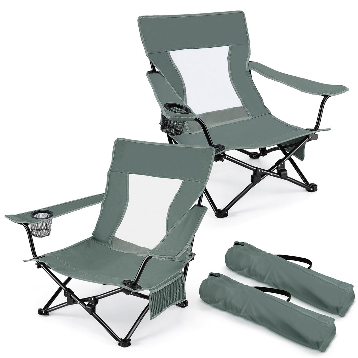 Joyfair Beach Camping Chair (2 Pack), Folding Chair for Adults