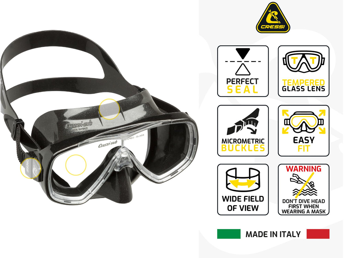 Cressi Adult Snorkel Set, Palau Set, Dry Top Snorkel, Swim Fins, Travel Bag