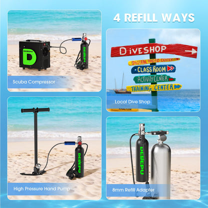 1L Mini Scuba Tank with Portable Air Cylinder