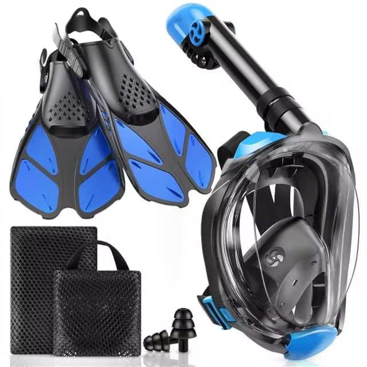 Viginsul Snorkeling Gear for Adults Full Face Snorkel Mask Fins Snorkel Set