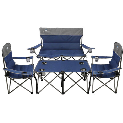 CAMPHILL Camping Chair Set of 3, Outdoor Folding Camping Chairs for Heavy People with Cup Holder & Carry Bag,Collapsible Chair Include One Sofa Chair and Two Single Chair,Support up to 500lbs