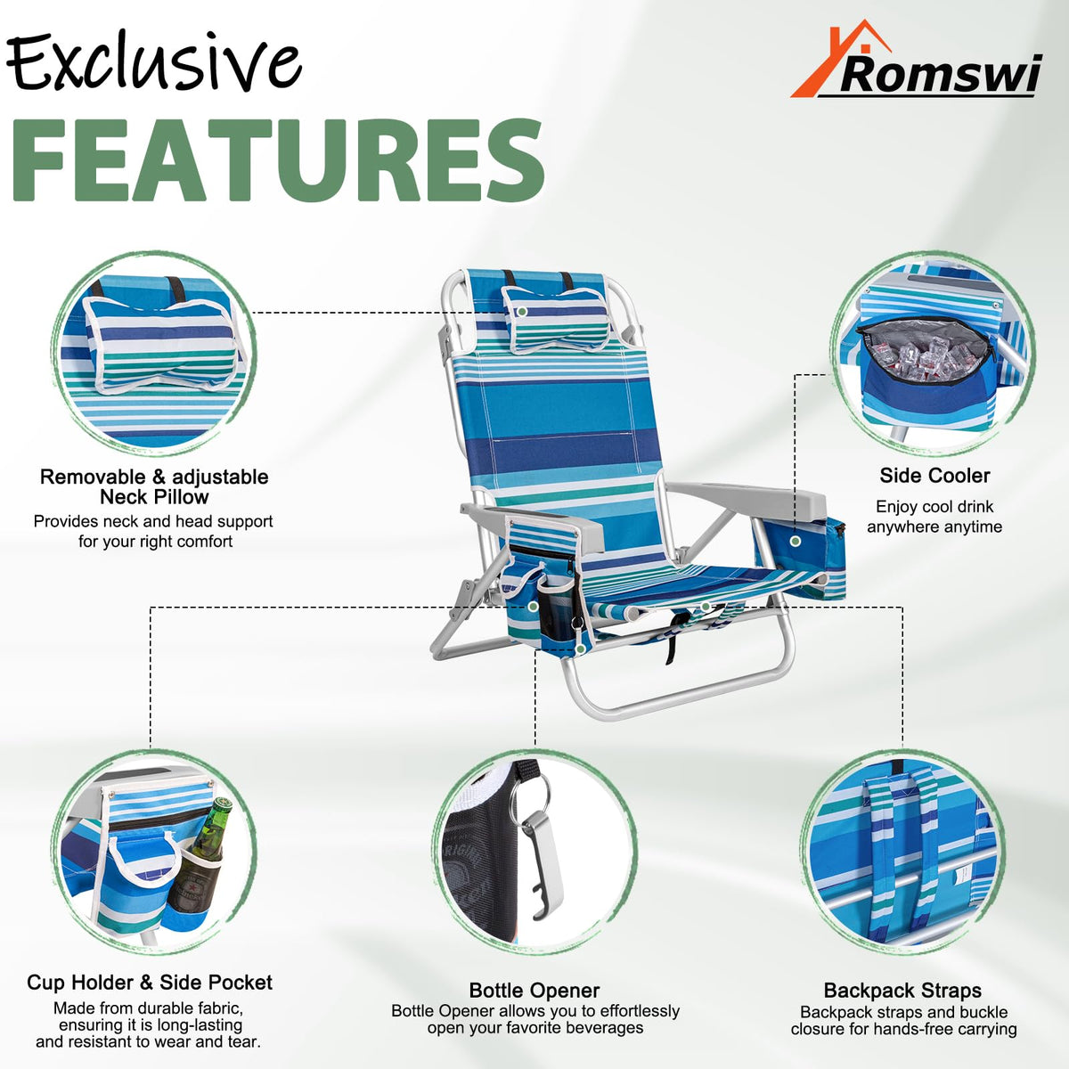 Romswi Extra Wide Beach Chair