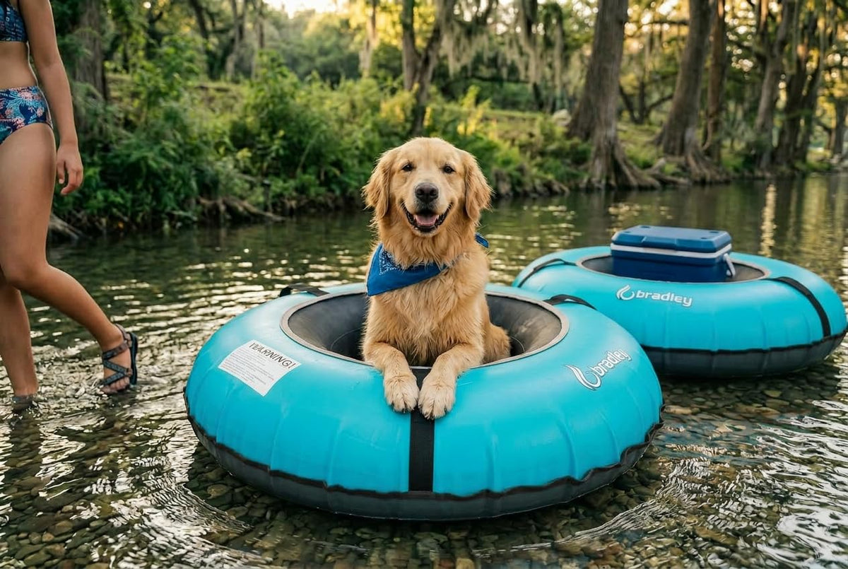 Pack of Two Bradley Heavy Duty Tubes for Floating the River; Whitewater Water Tube; Rubber Inner Tube with Cover for River Floating; Linking Tandem River Tubes; River raft Tube