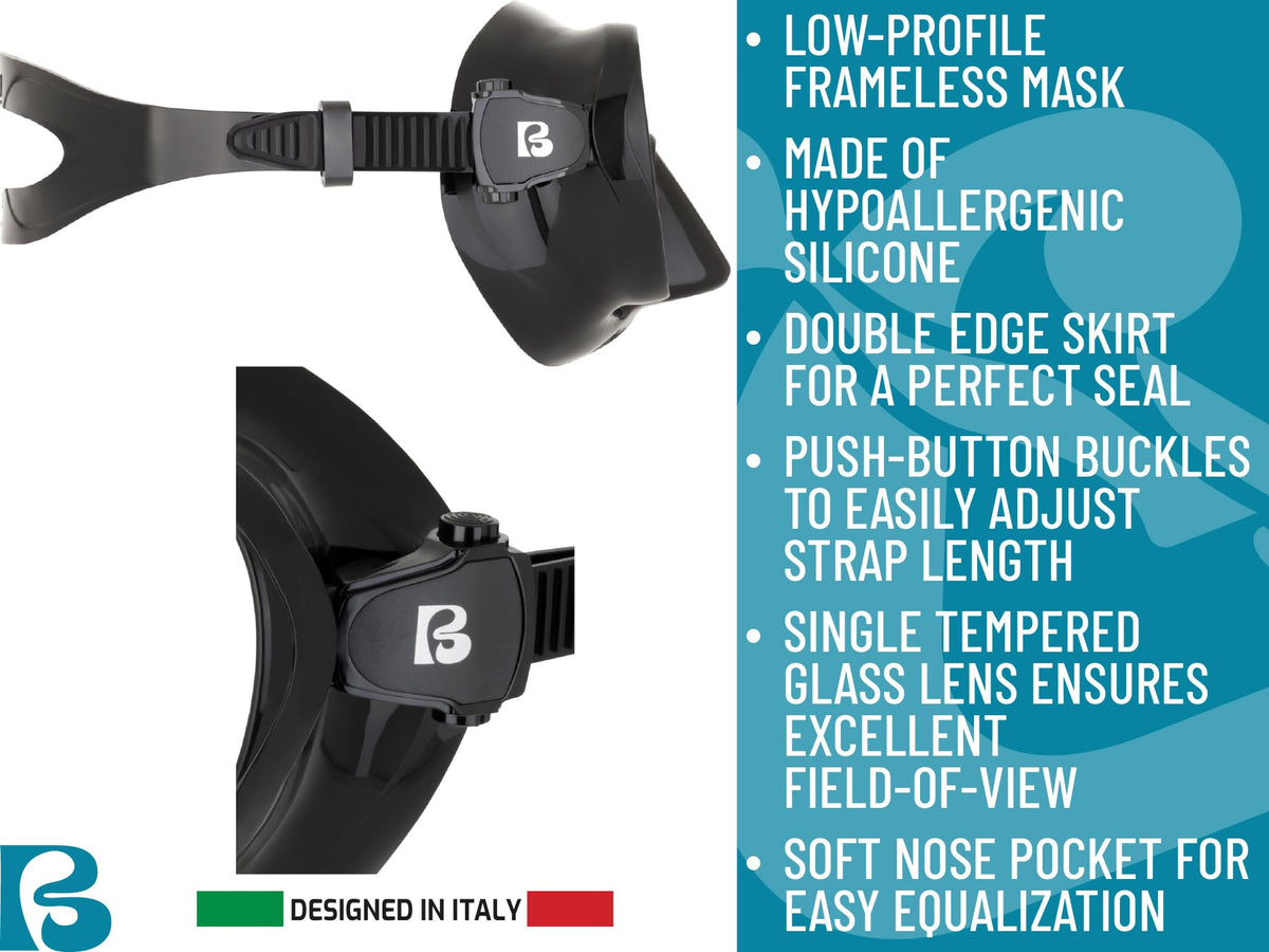 Cressi Adult Snorkel Set, Voyager Set, Dry-Top Float Valve, Wide View Mask