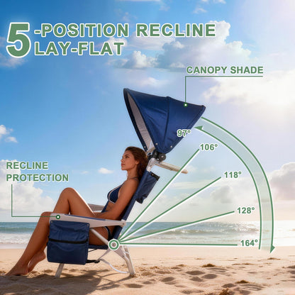 Romswi Beach Chair with Canopy 2 Pack
