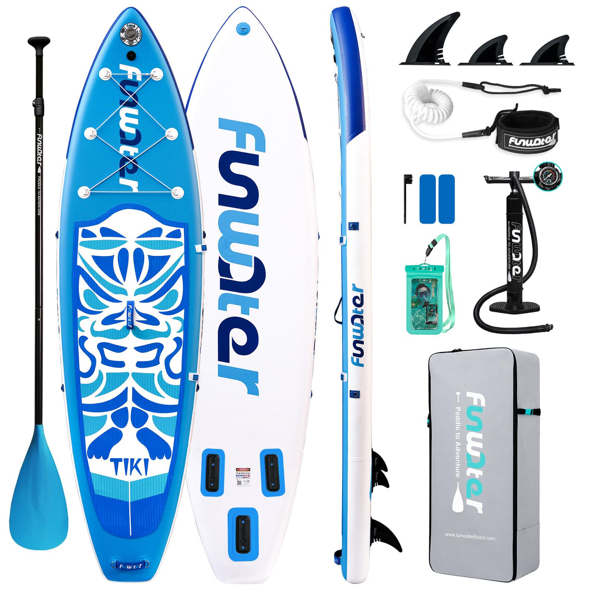 FunWater Inflatable Stand Up Paddle Board with Beginners SUP Accessories