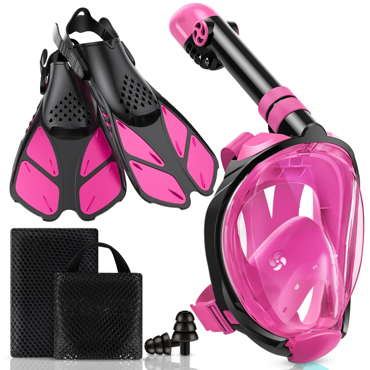 Viginsul Snorkeling Gear for Adults Full Face Snorkel Mask Fins Snorkel Set