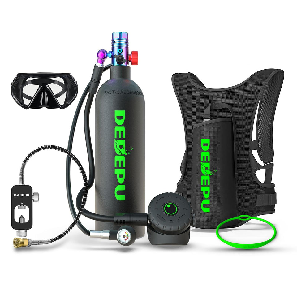 DEDEPU 2.3L Scuba Tank, Mini Diving Tank Small Lung Tank with Adapter, Up to 40 Mins Underwater Breathing Time, Portable Backup Air Cylinder, Emergency Resuce Pony Bottle