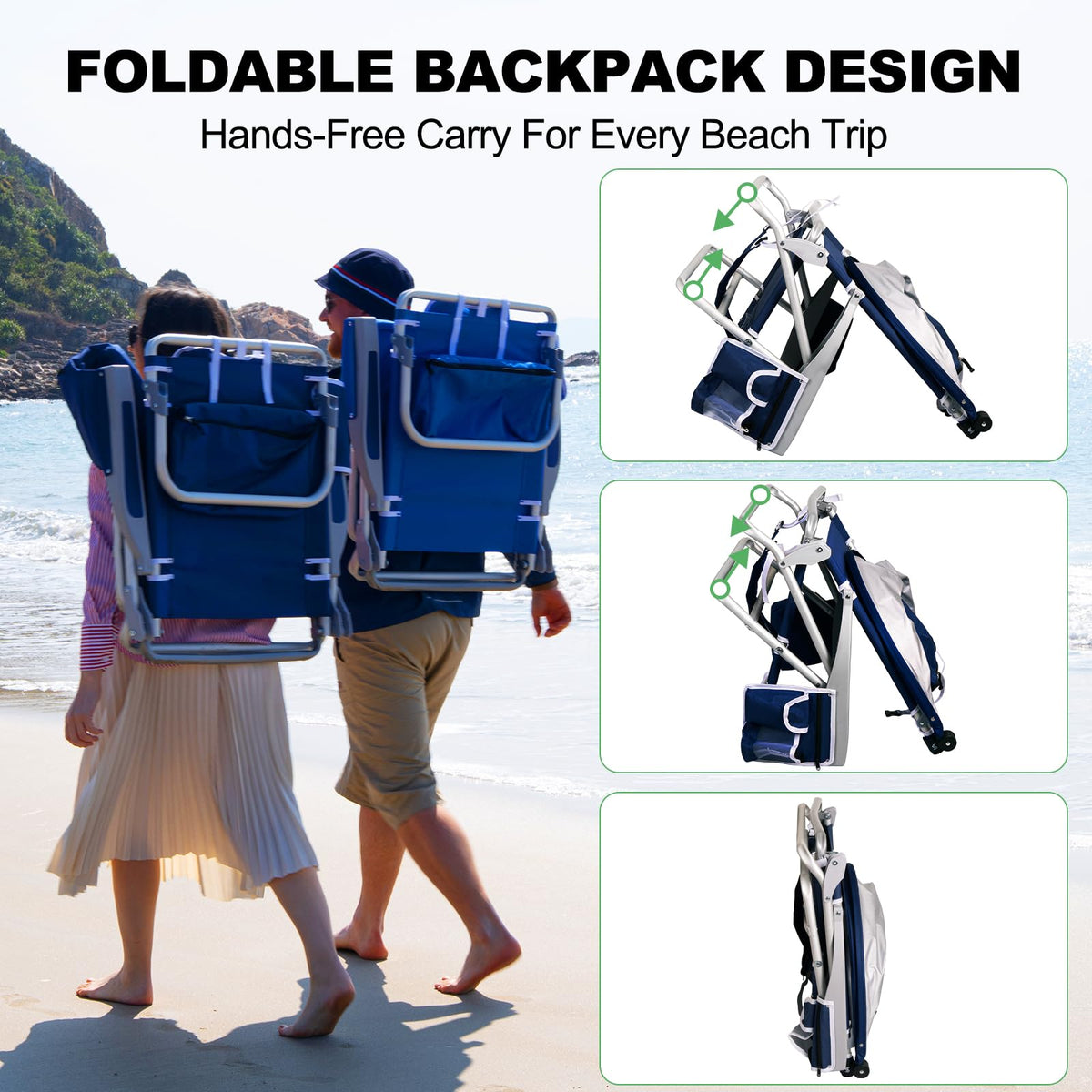 Romswi Beach Chair with Canopy 2 Pack