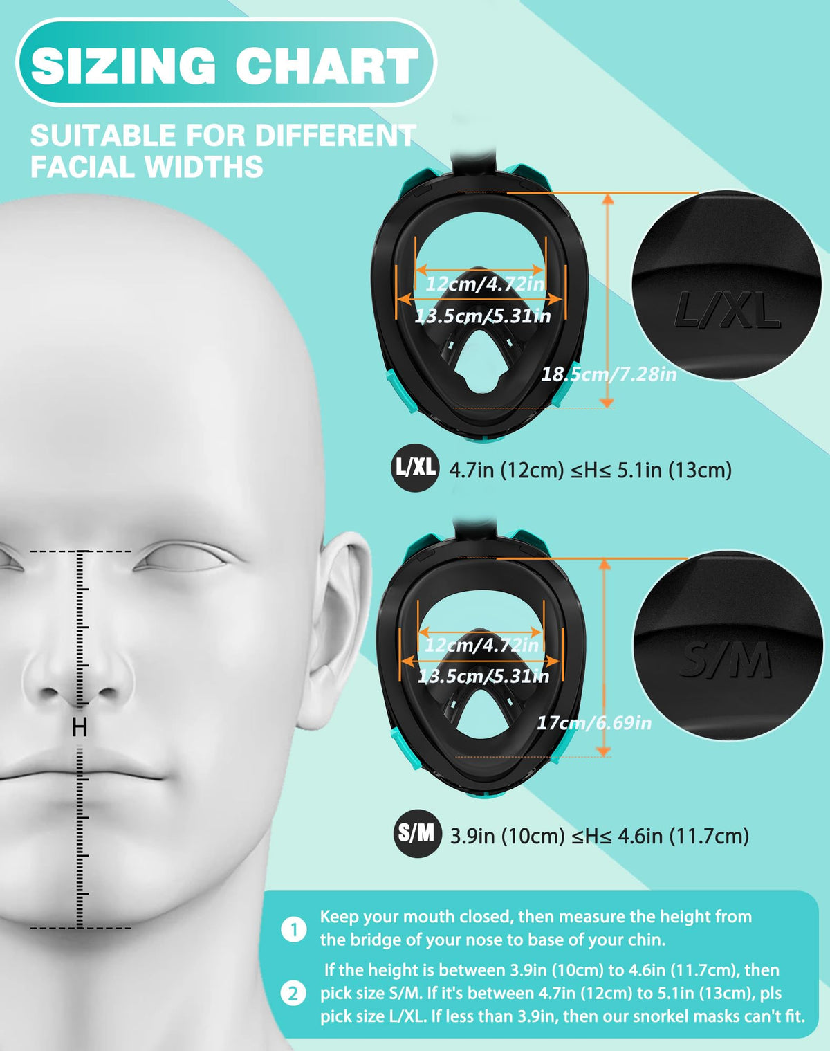 Viginsul Snorkeling Gear for Adults Full Face Snorkel Mask Fins Snorkel Set