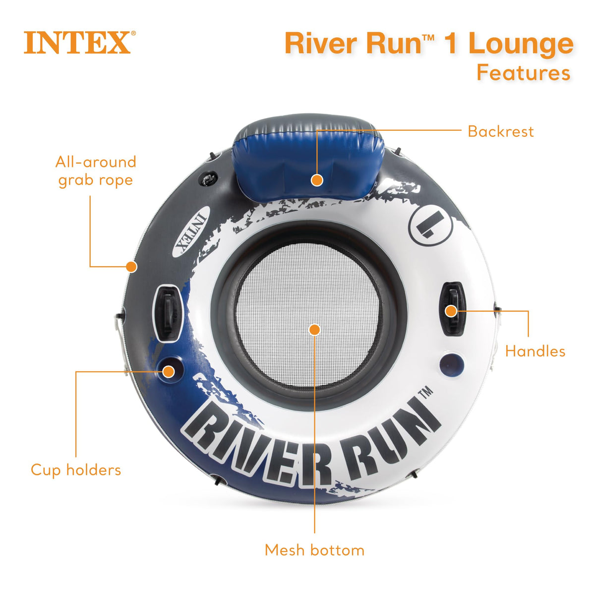 INTEX River Run 1 Inflatable Floating Lake Lounge for Adults, 2-Pack