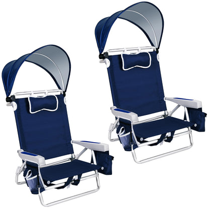 Romswi Beach Chair with Canopy 2 Pack