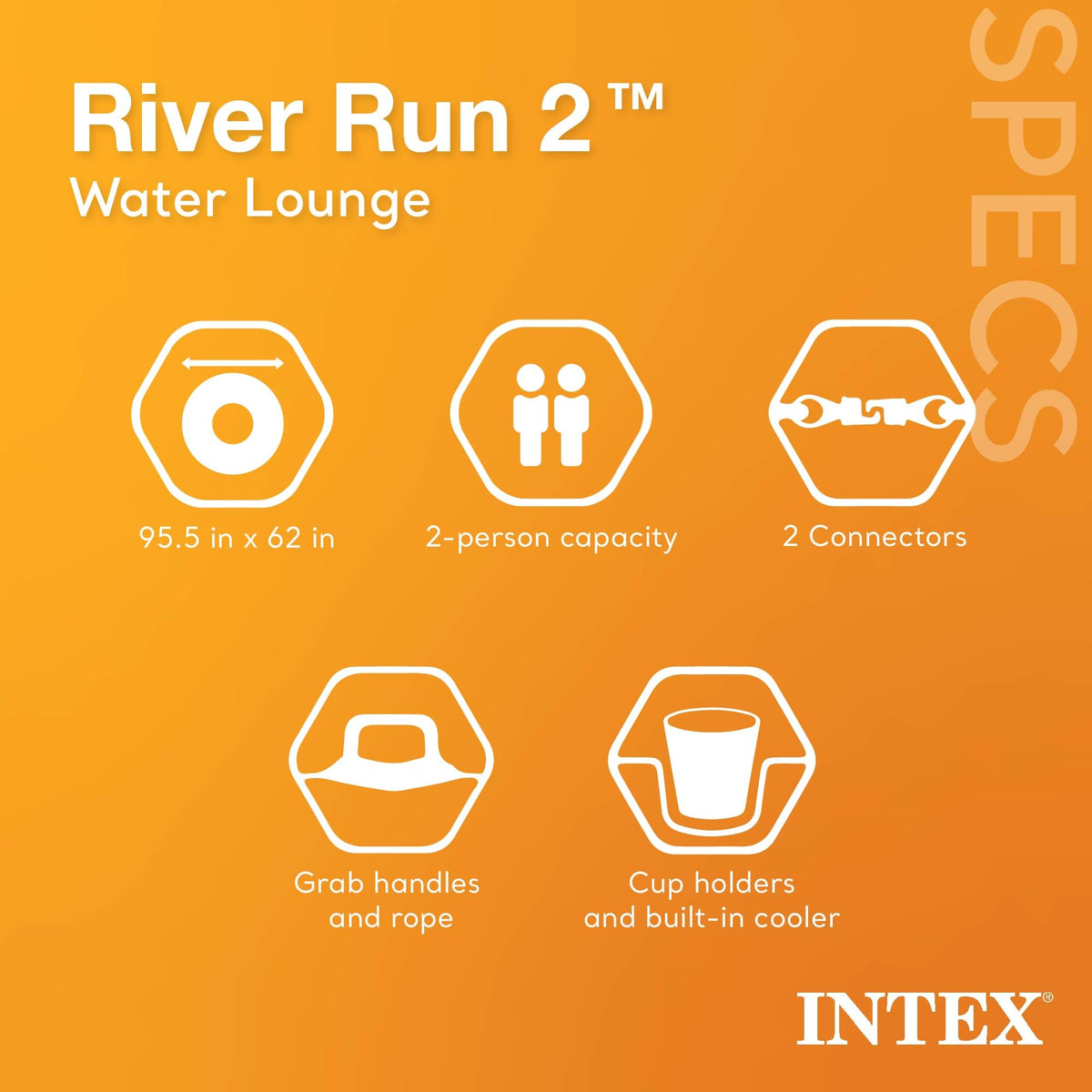 INTEX River Run 2 Inflatable 2-Person Floating Lake Lounge, 3-Pack