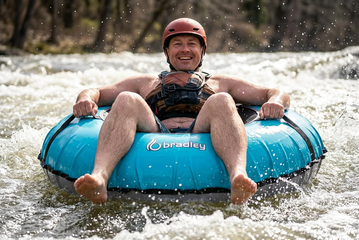 Pack of Two Bradley Heavy Duty Tubes for Floating the River; Whitewater Water Tube; Rubber Inner Tube with Cover for River Floating; Linking Tandem River Tubes; River raft Tube